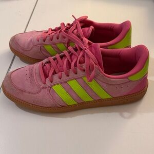 Adidas pink neon green sneakers sz 10